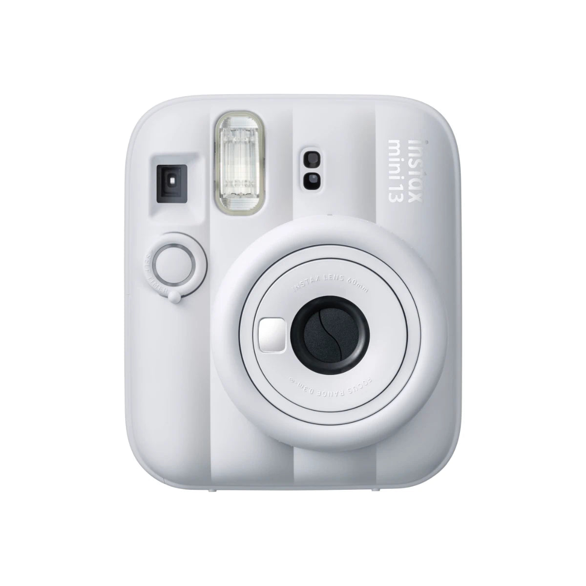 White instant camera with Fujifilm branding on a white background
