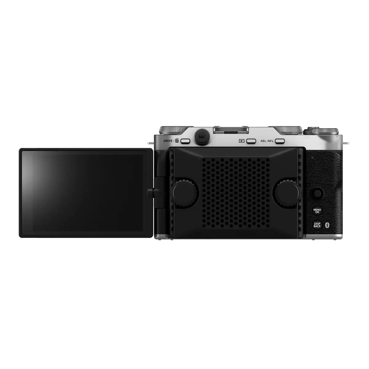 Fujifilm X-M5 Mirrorless Digital Camera Body Only - Silver back with screen rotated