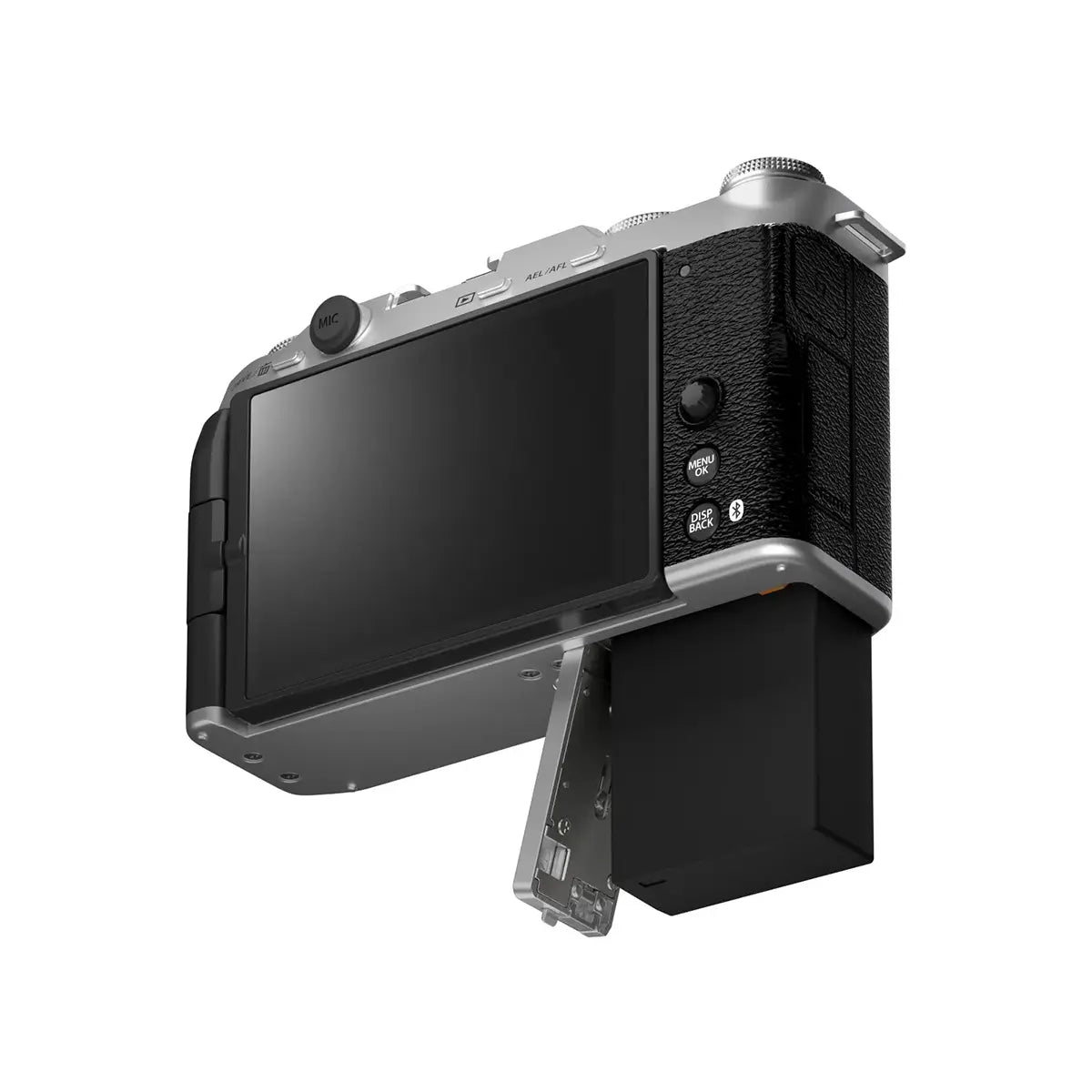 Fujifilm X-M5 Mirrorless Digital Camera Body Only - Silver bottom with battery door open