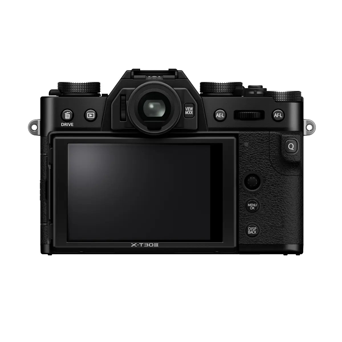 Black camera with 'XT30' model number on a white background