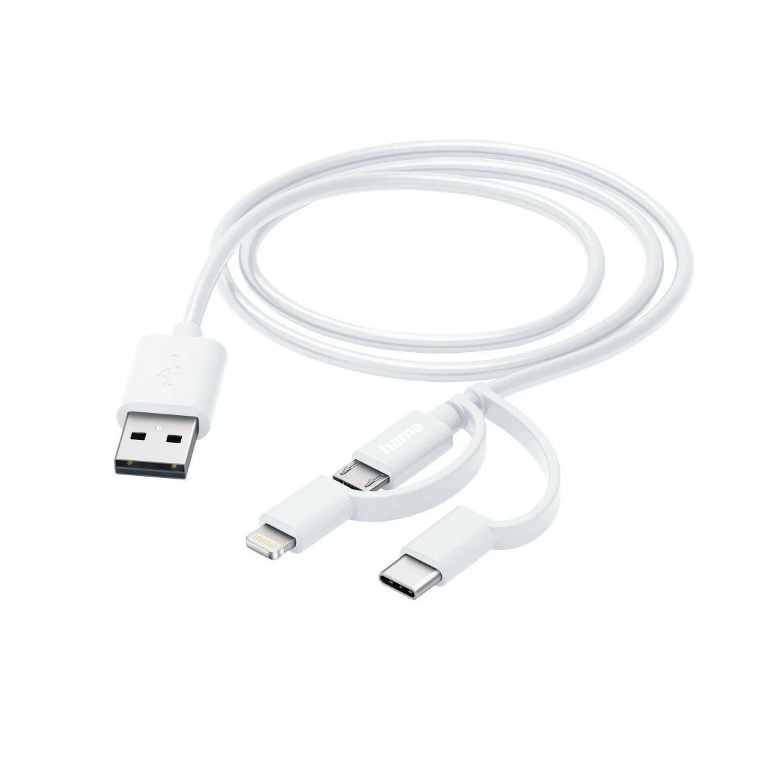 Hama 3-in-1 Multi Charging Cable (USB-A to Micro-USB, USB-C &amp; Lightning, 1m)