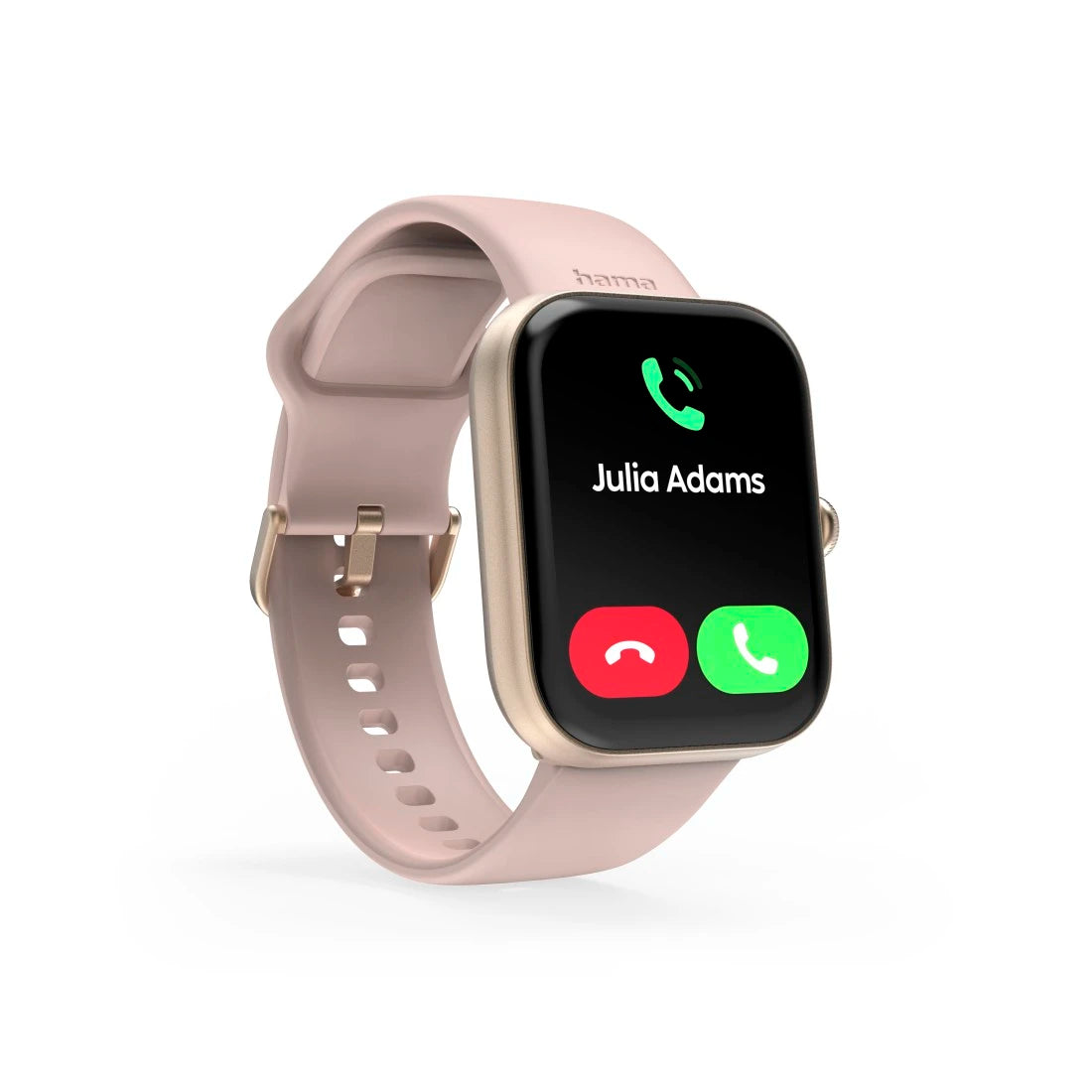 Smartwatch with a call interface on the screen against a white background