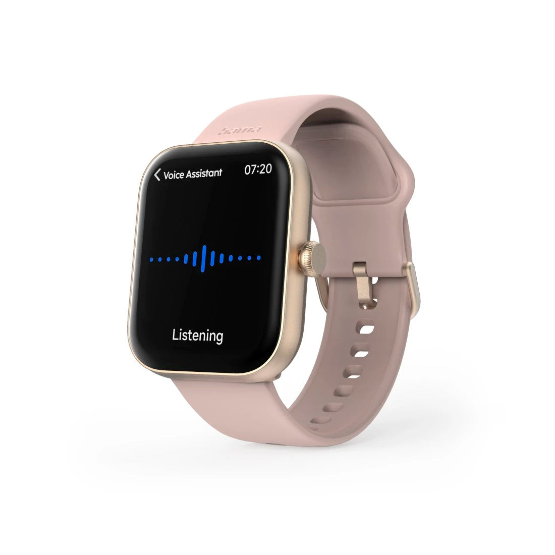 Smartwatch with a beige strap on a white background