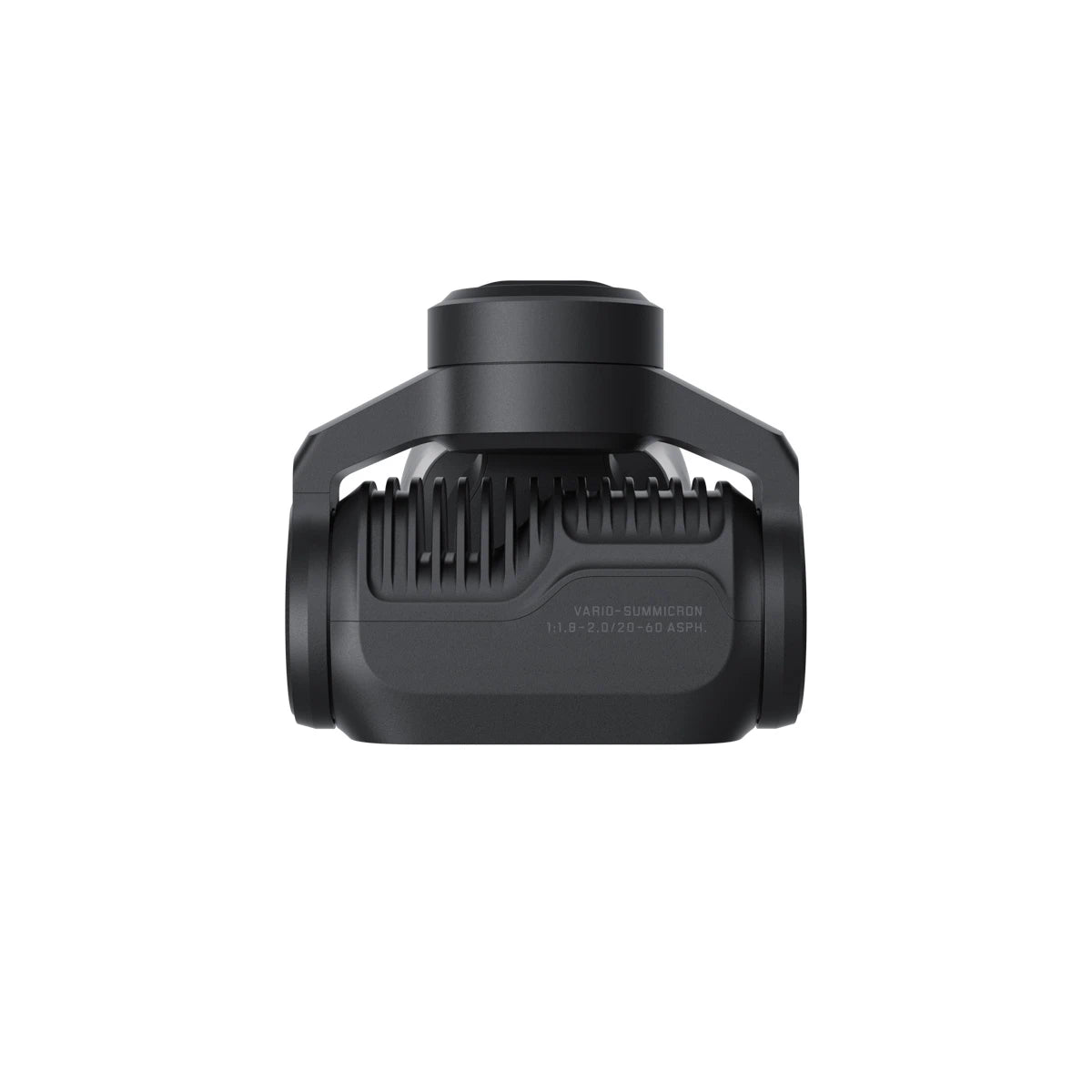 Black camera lens on a white background