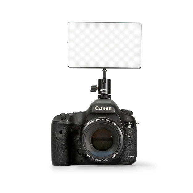 Kenro Smart Lite Bi-Colour Compact LED Video Light on camera with white light