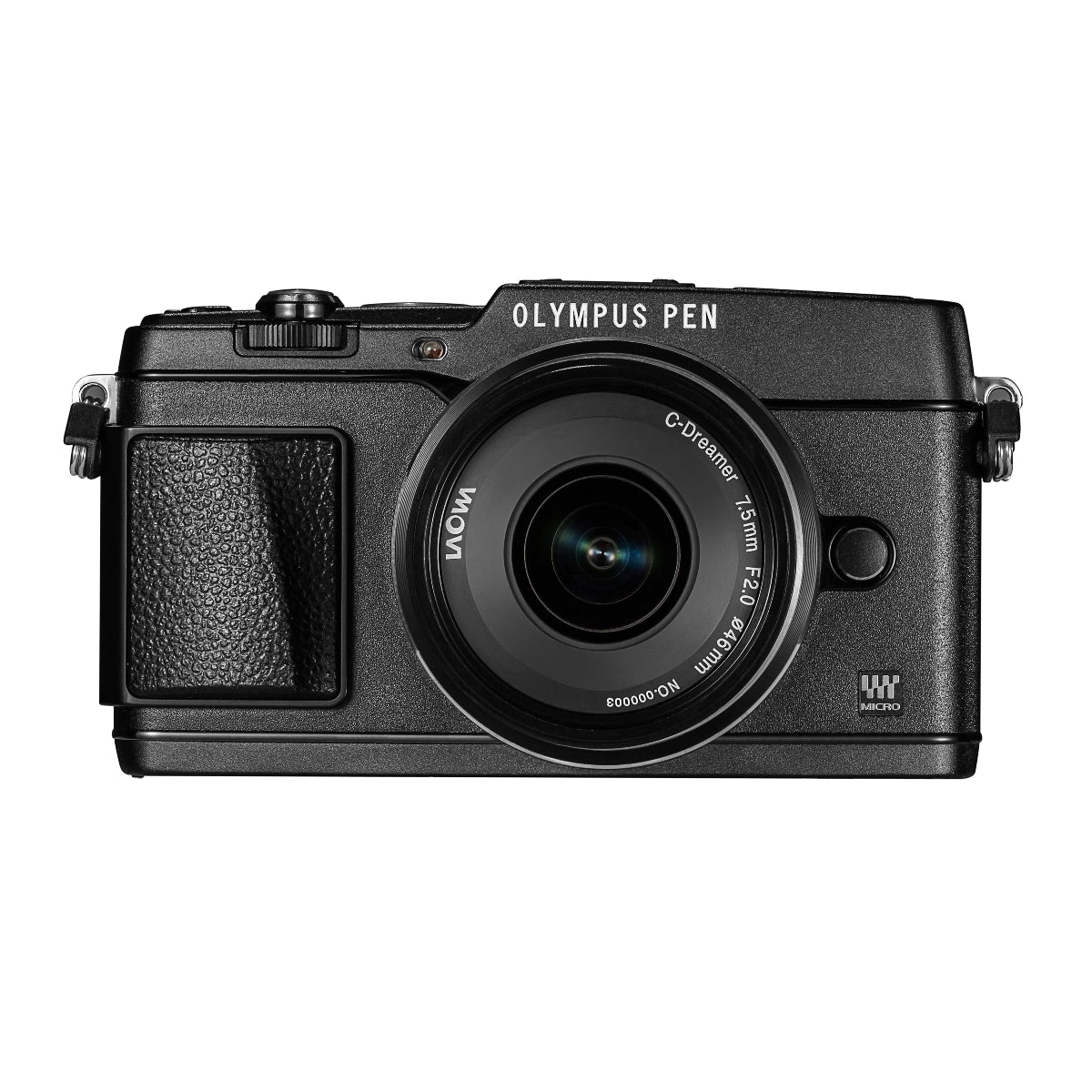 Laowa 7.5mm f2 MFT Lens - Black  front angle on camera