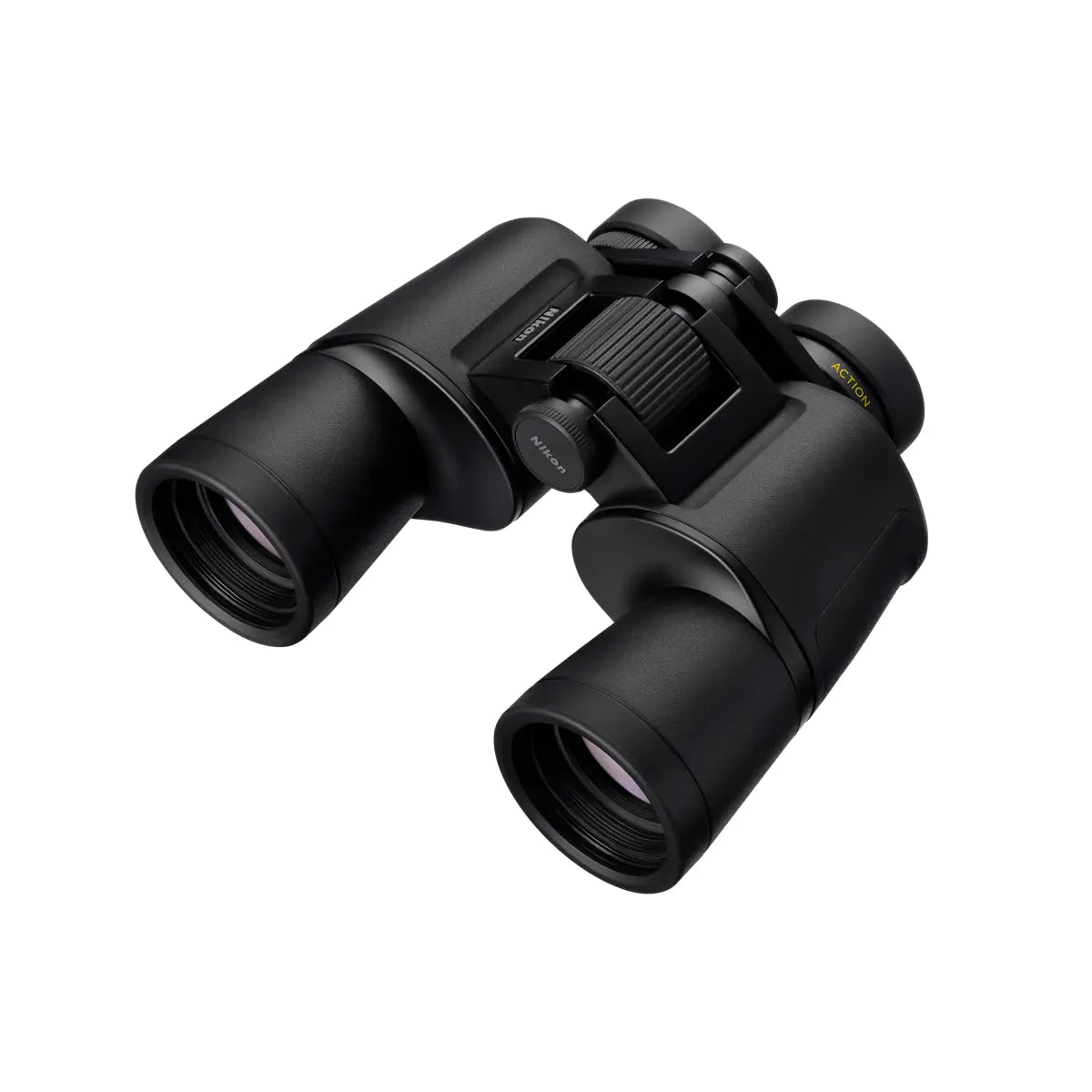 Black binoculars on a white background