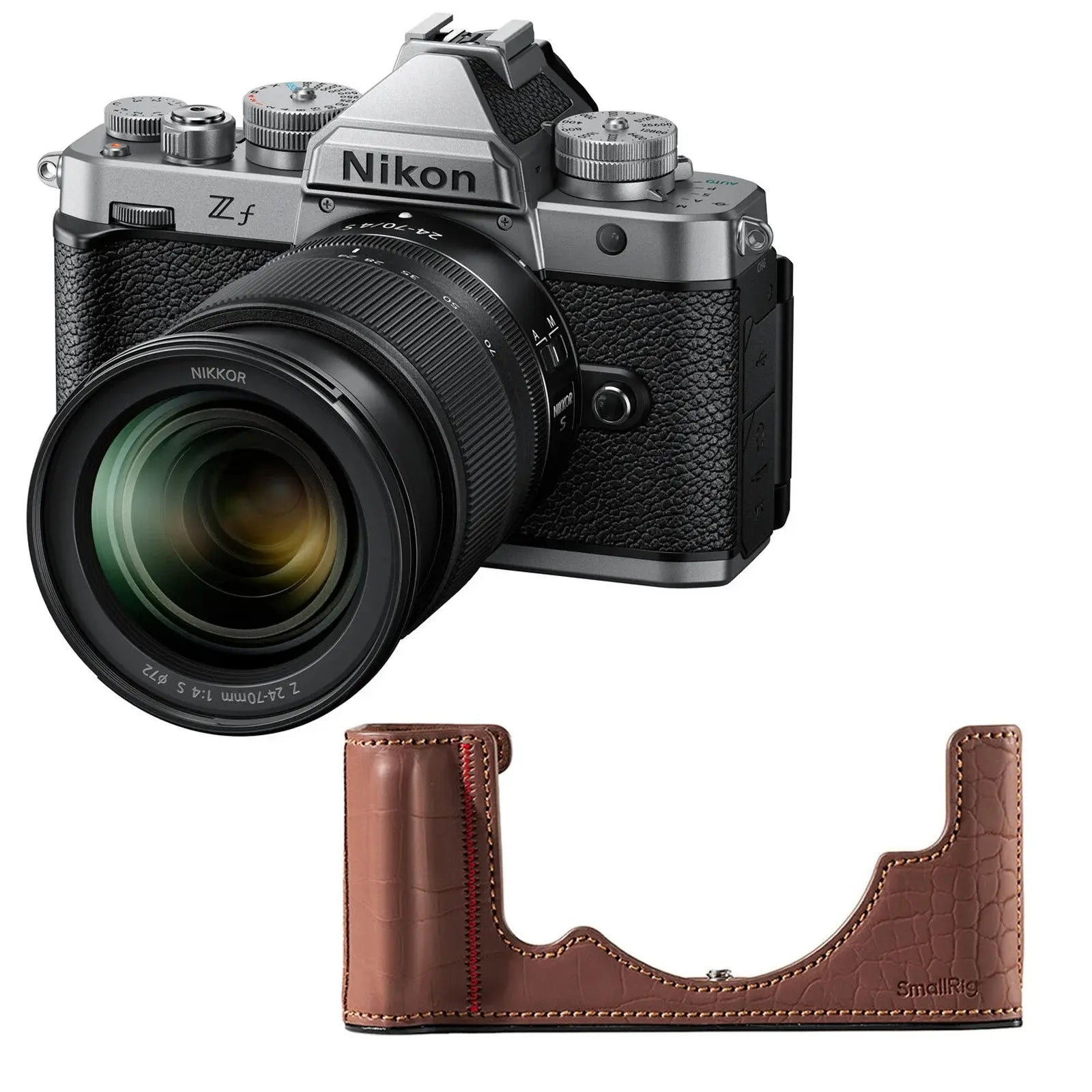 Nikon Zf Digital Camera with 24-70mm f4 Lens with Smallrig Leather Case - Silver