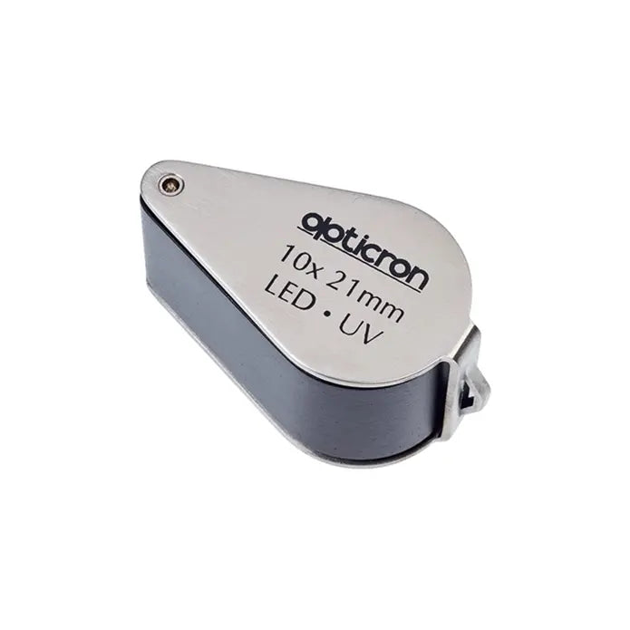 Opticron LED & UV Folding Metal Loupes 10x 21mm (0.8") side of folded loop