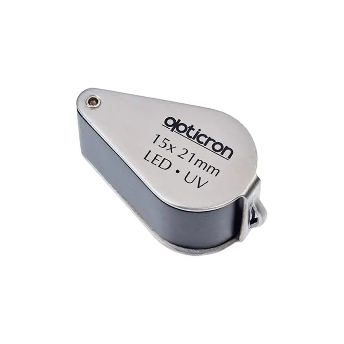 Opticron LED & UV Folding Metal Loupes 15x 21mm (0.8") side with closed loop