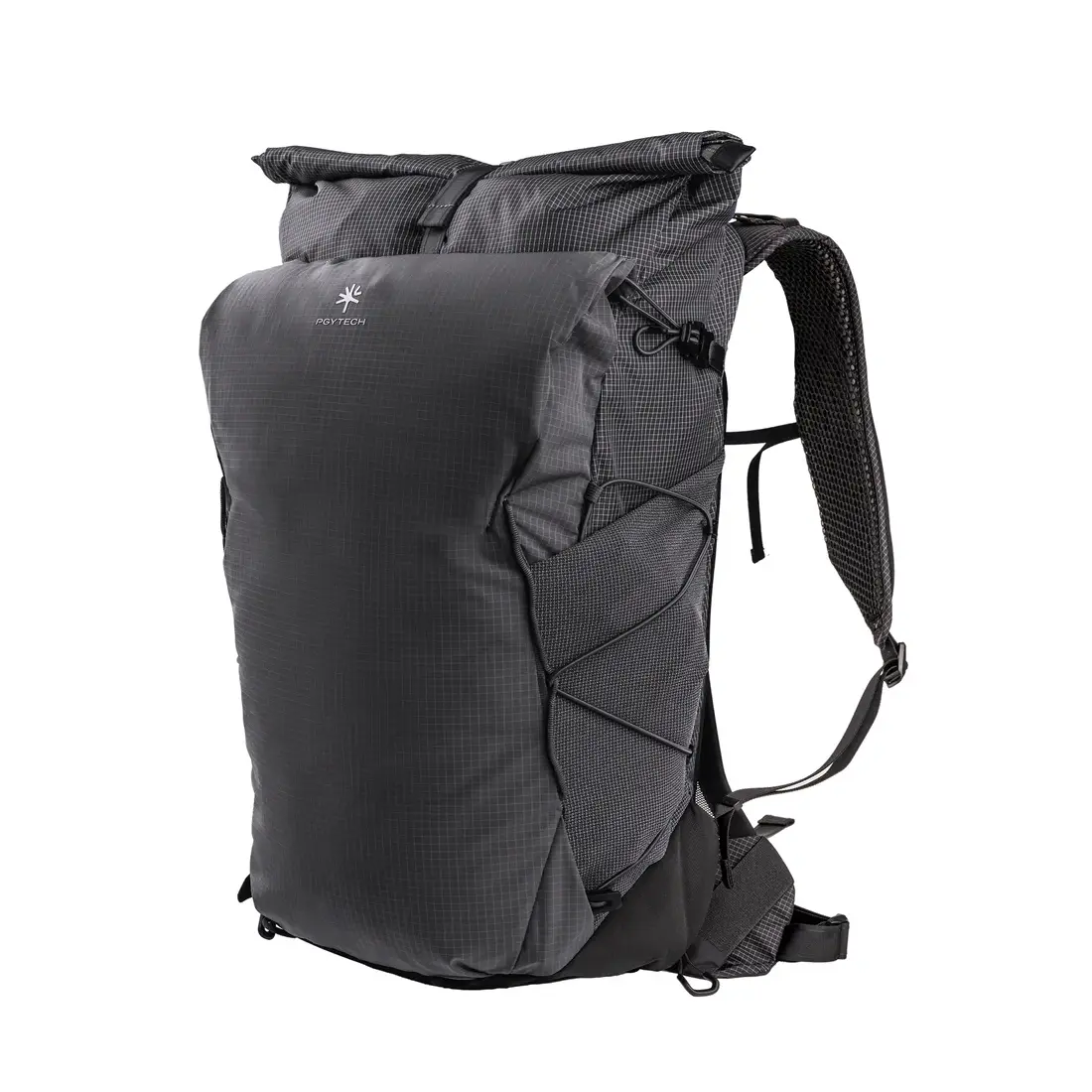 Black backpack on a white background