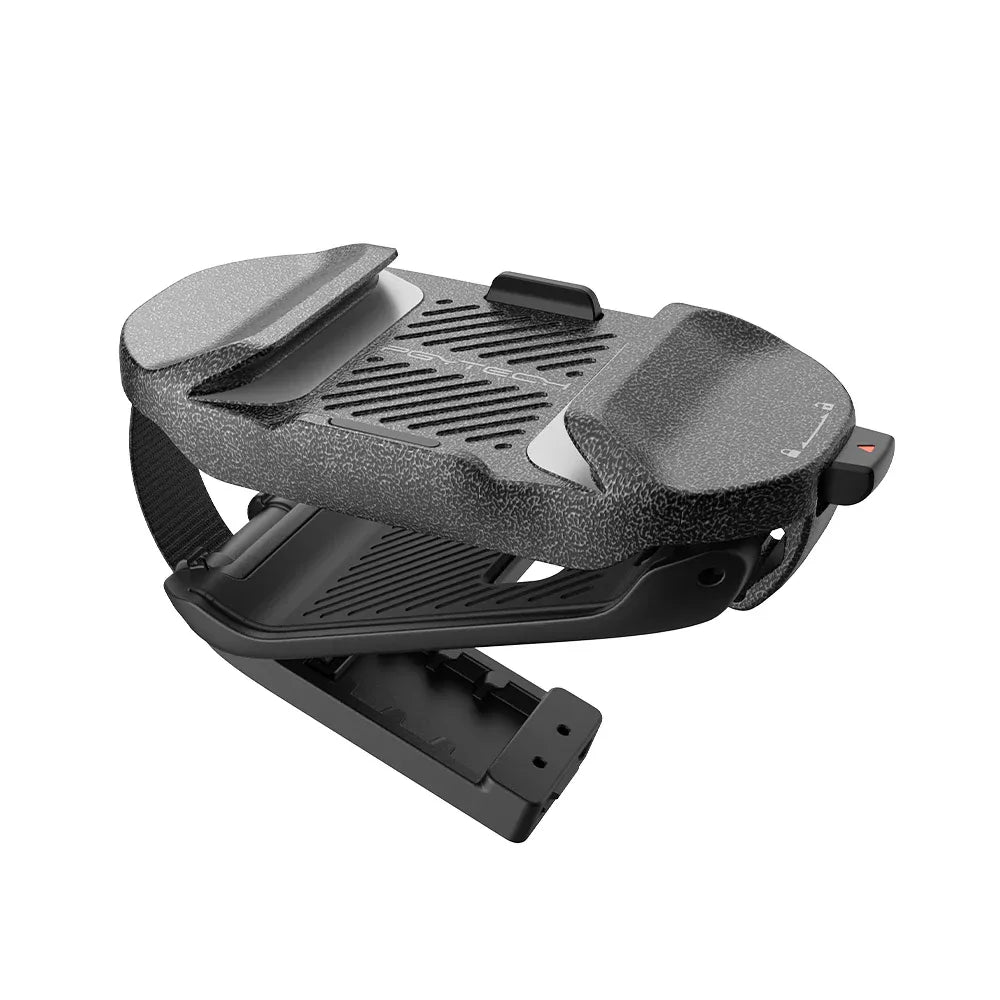 Black foot pedal on a white background