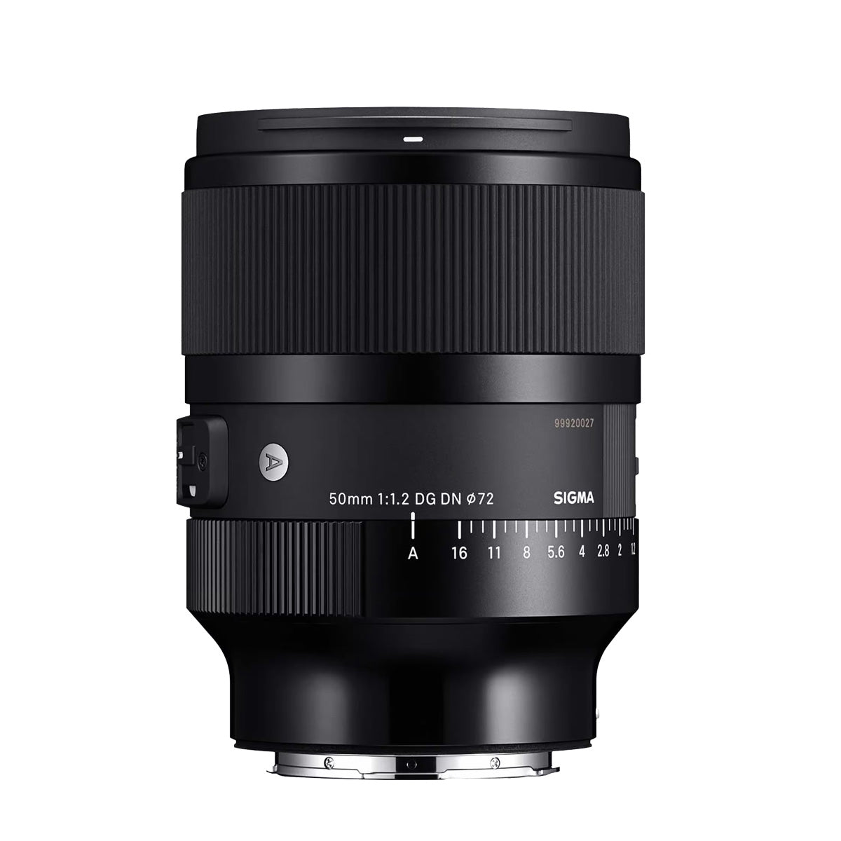 A Sigma 50mm f1.2 DG DN I Art lens with a black exterior, marked with the focal length and brand name, designed for Sony E-Mount and L-Mount mirrorless cameras.