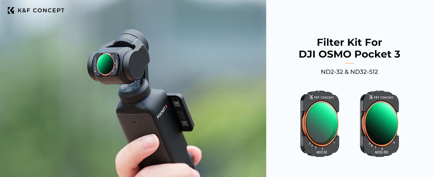 K&F Concept Variable ND2-32 + ND32-512 Filter Kit Compatible with DJI Osmo Pocket 3