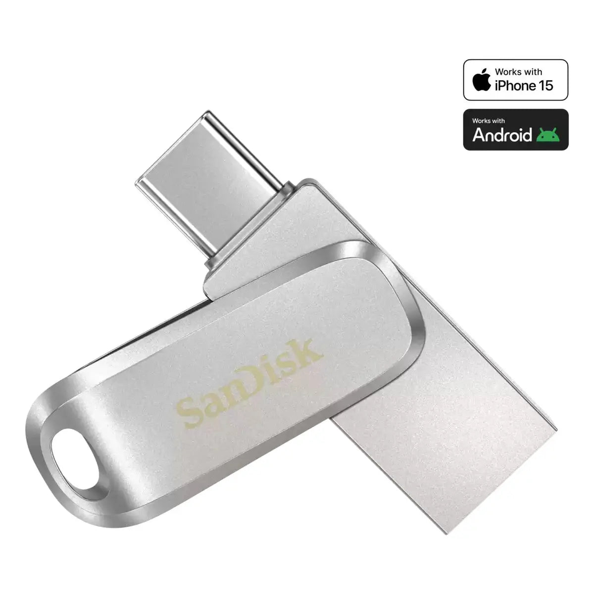 SanDisk 64GB Ultra Dual Drive Luxe USB-A / USB-C 3.2 Flash Drive - Steel