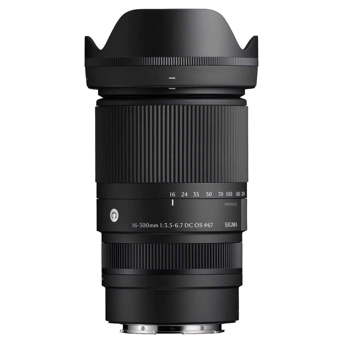 Sigma 16-300mm F3.5-6.7 DC OS Contemporary top angle with lens hood