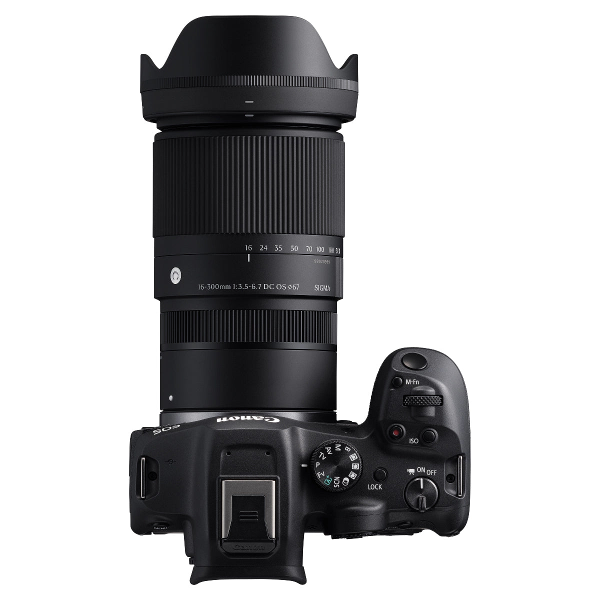 Sigma 16-300mm F3.5-6.7 DC OS Contemporary top agnle on canon camera