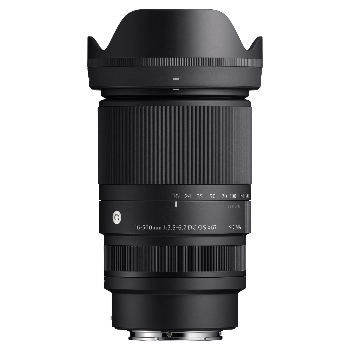 Sigma 16-300mm F3.5-6.7 DC OS Contemporary top angle with lens hood