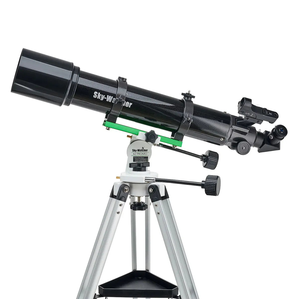 Telescope with tripod on a white background