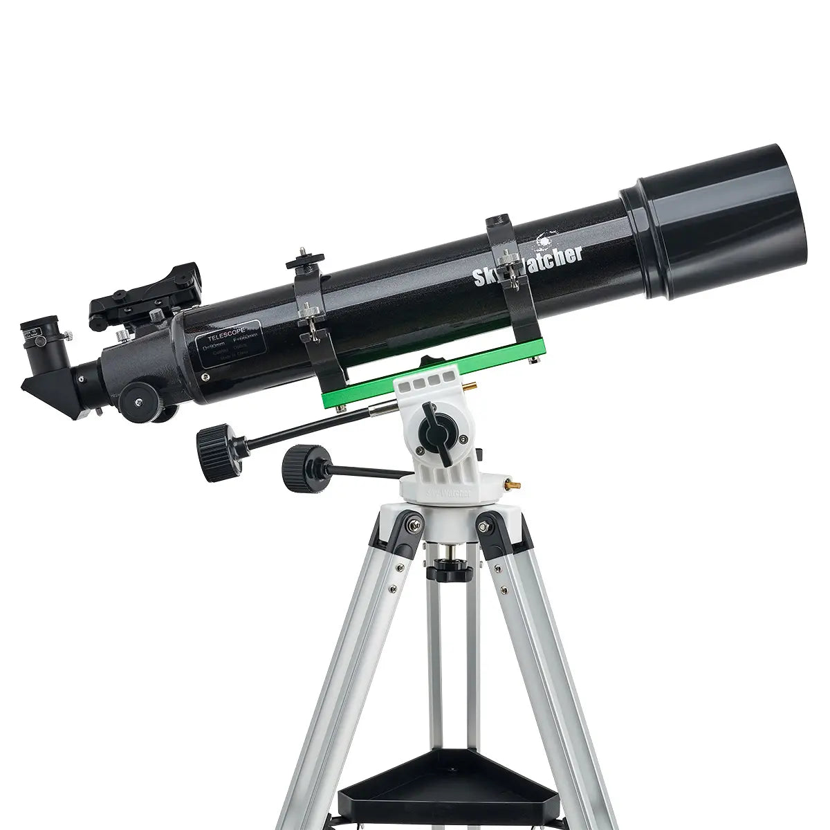 Telescope with tripod on a white background