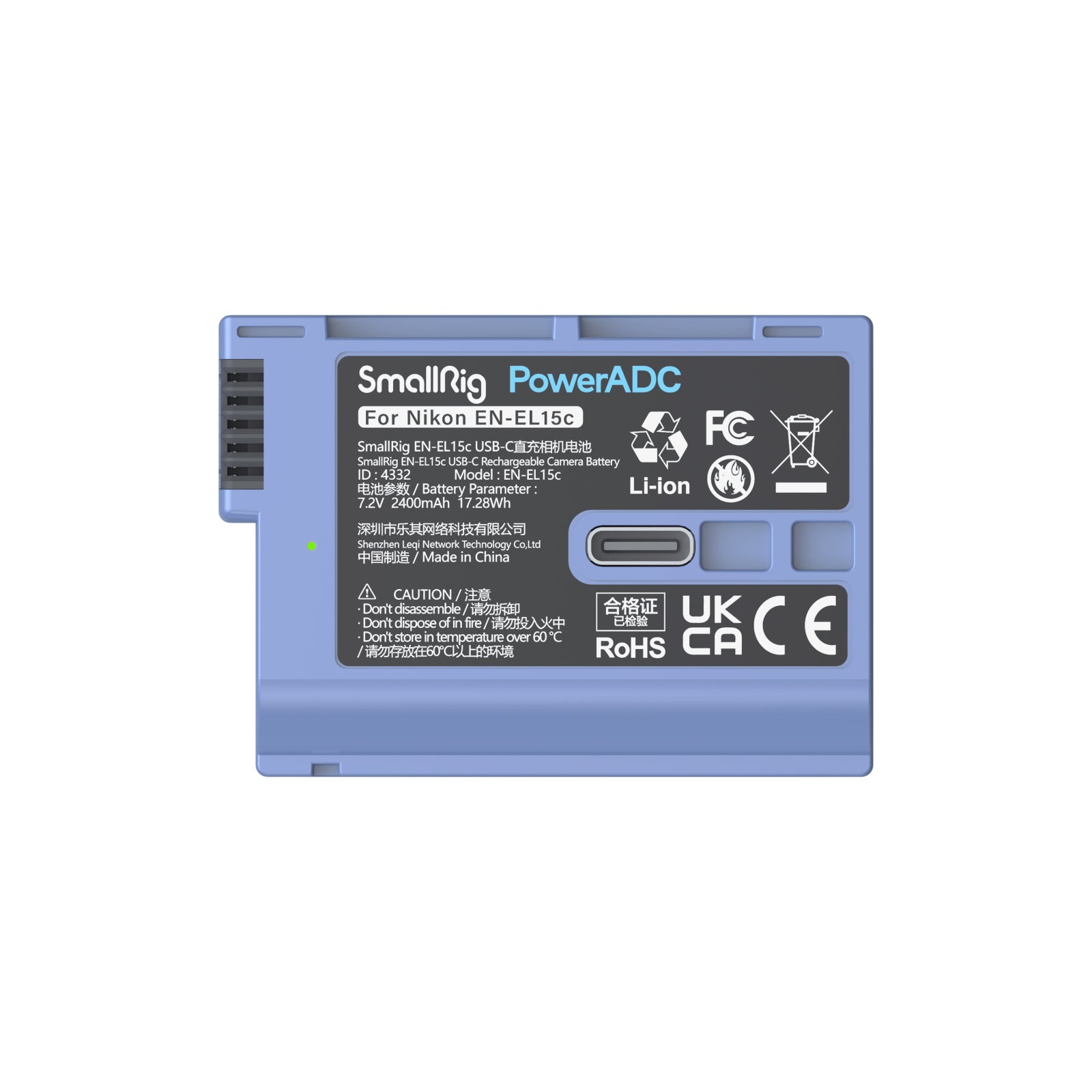 SmallRig EN-EL15c USB-C Rechargeable Camera Battery 4332 product photo bottom