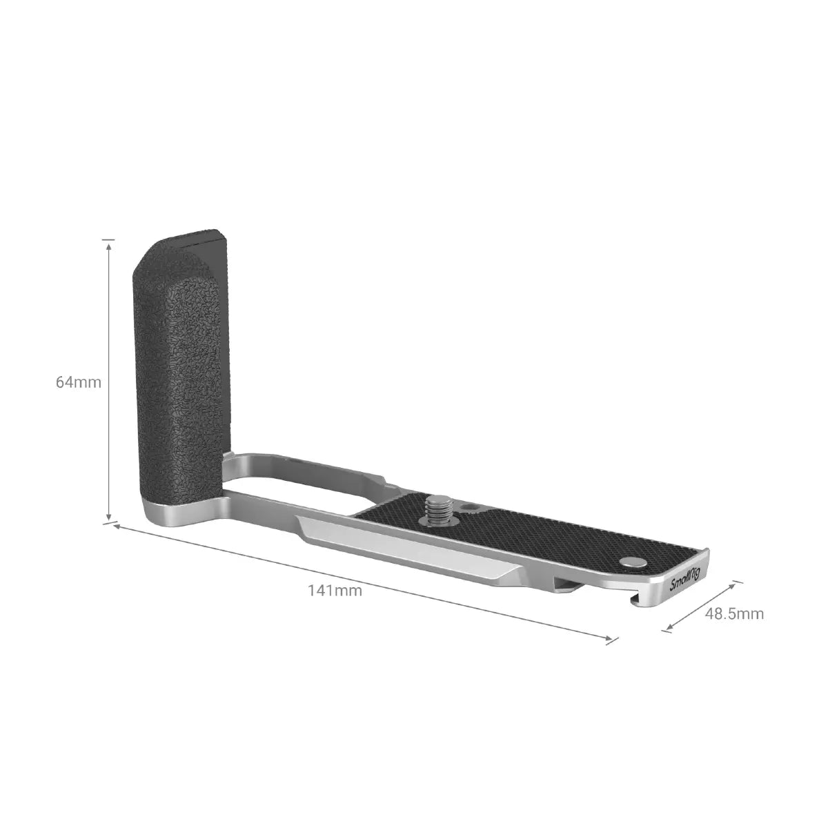 Metal bracket with dimensions labeled on a white background