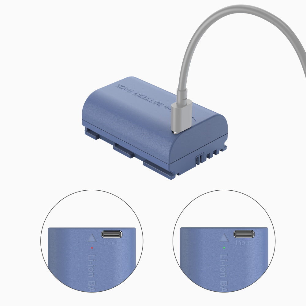 SmallRig LP-E6NH USB-C Rechargeable Camera Battery 4264 product photo of bttery with cable attached