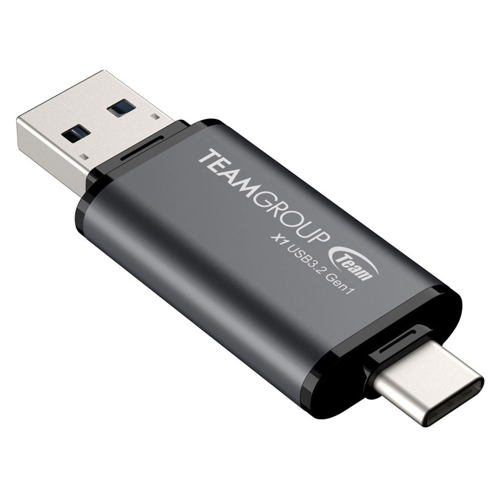 Team 64GB X1 USB-A & USB-C 3.2 Memory Pen, 100MB/s, Aluminium Alloy