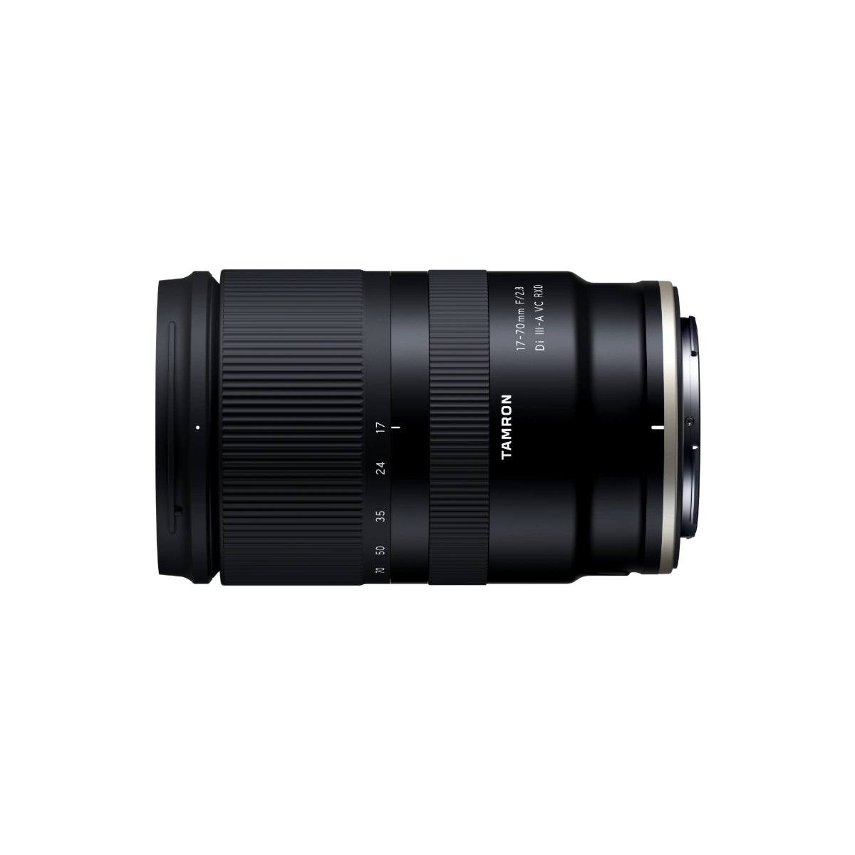 Tamron 17-280mm F3.5 Di VC USD lens in black with white text markings, shown horizontally against a plain white background.