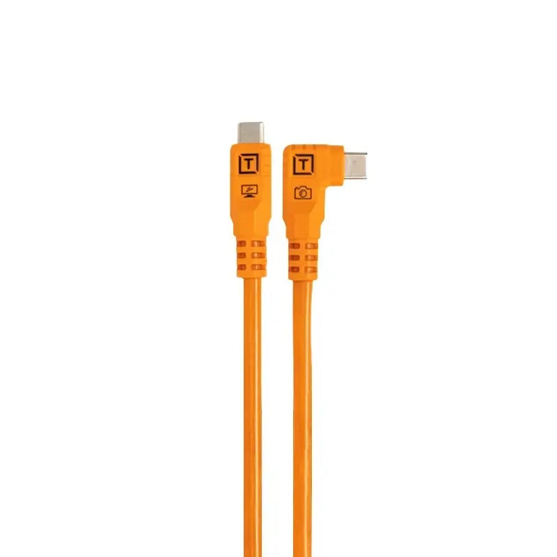 Tether Tools TetherPro Optima 10G USB-C, 20 (51cm), Straight to Right Angle Adapter Pigtail Cable, High Visibility Orange