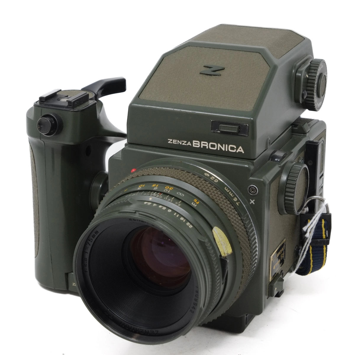 Vintage Zenza Bronica camera on a white background