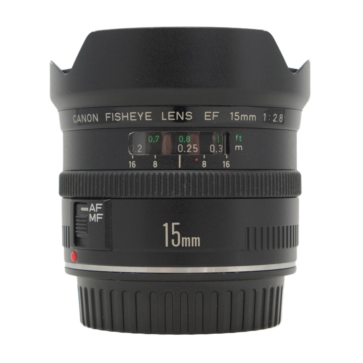 Canon fisheye lens on a white background