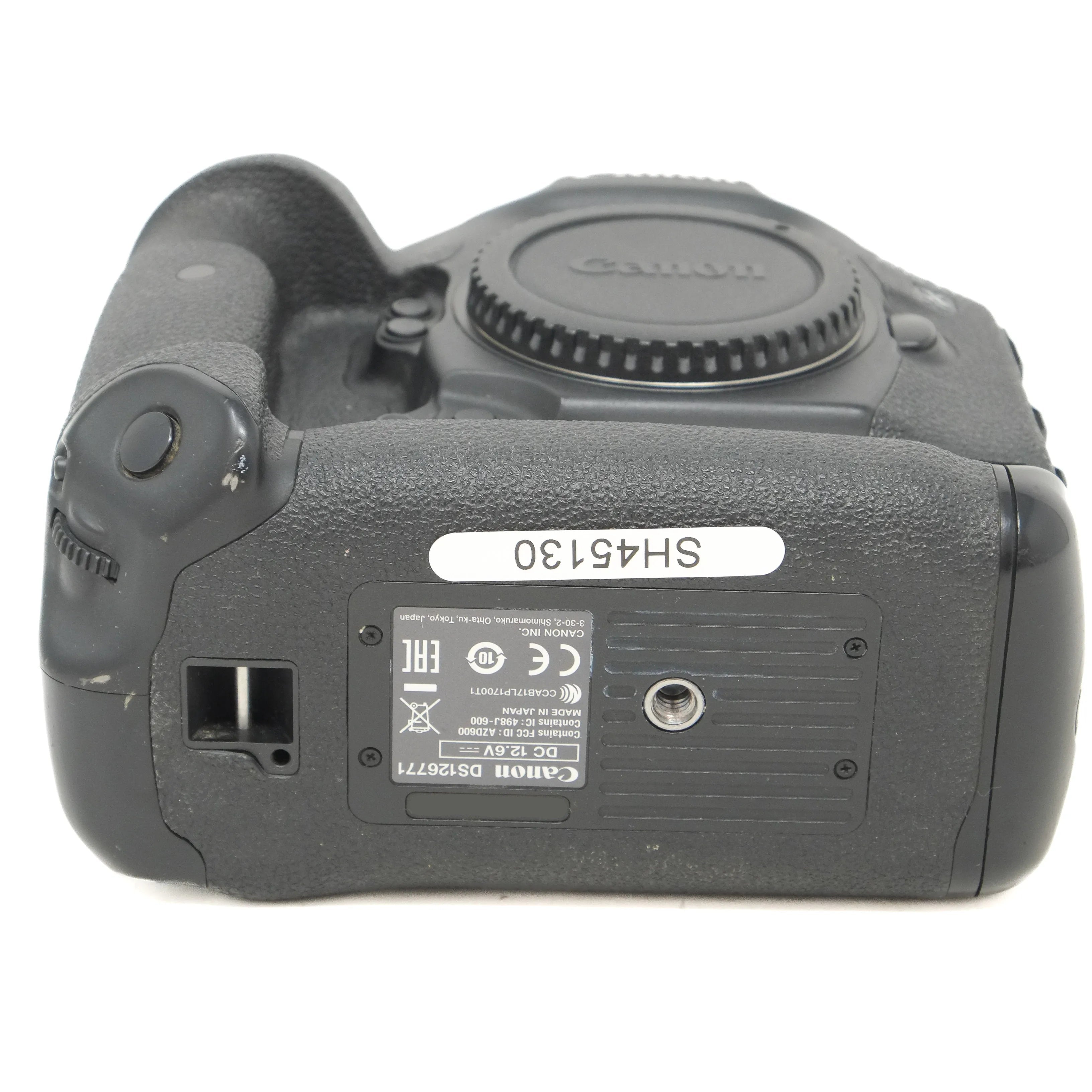 Canon camera body on a white background