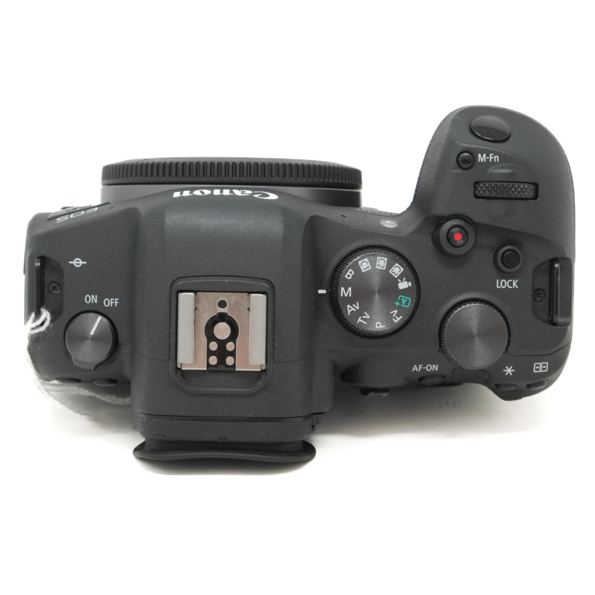 Top view of a Canon camera on a white background