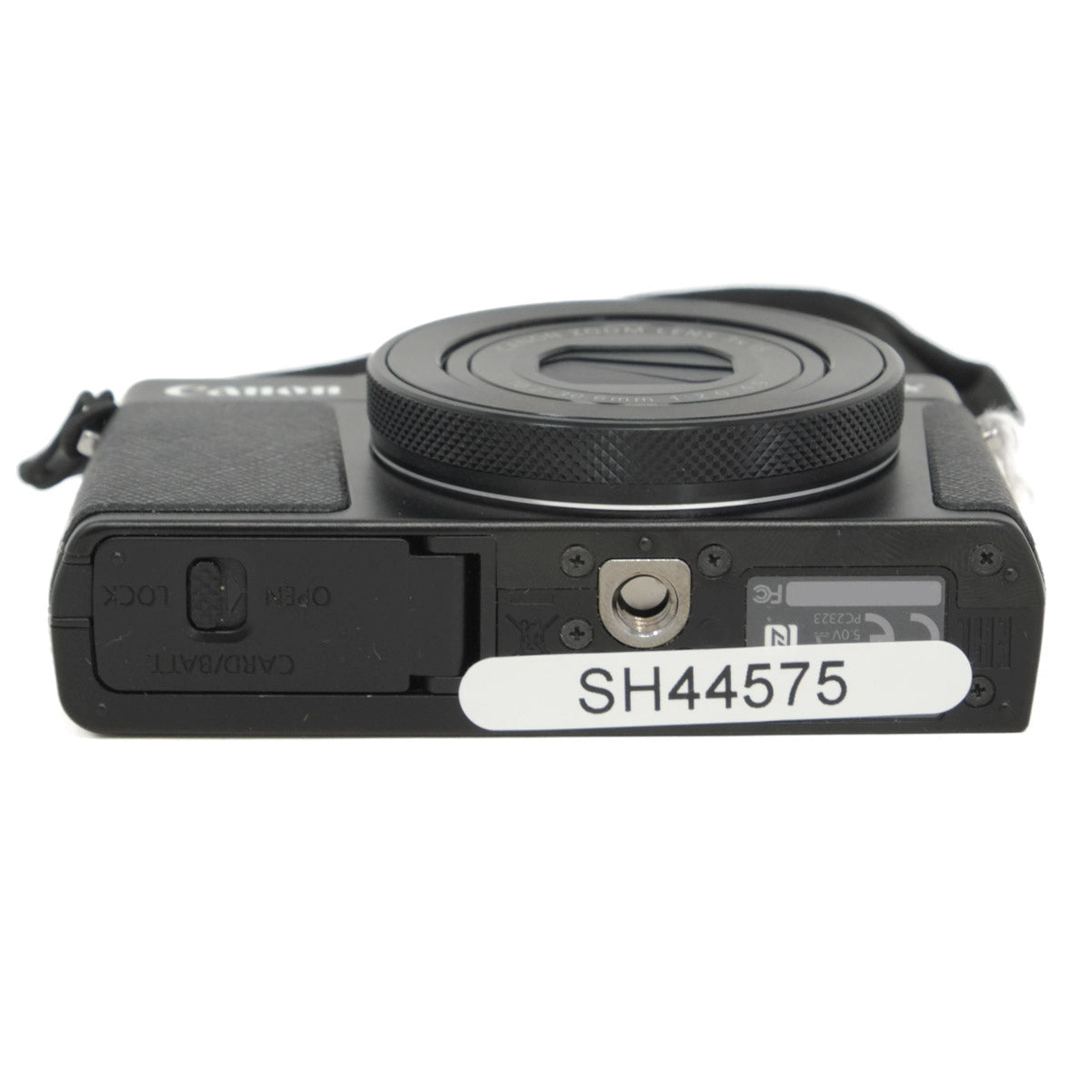 Canon camera body with model number SH44575 on a white background