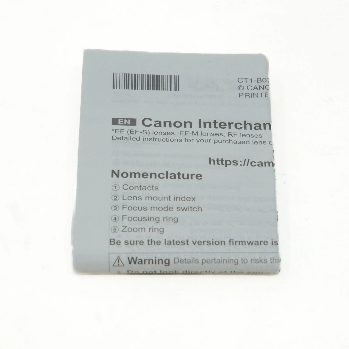 Used Canon RF 16mm F2.8 STM Lens - instructions 
