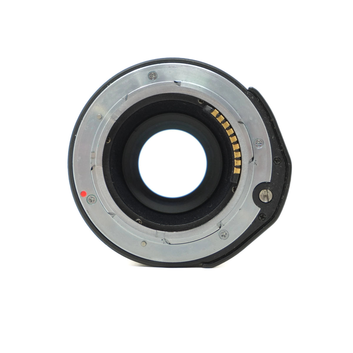 Camera lens mount on a white background