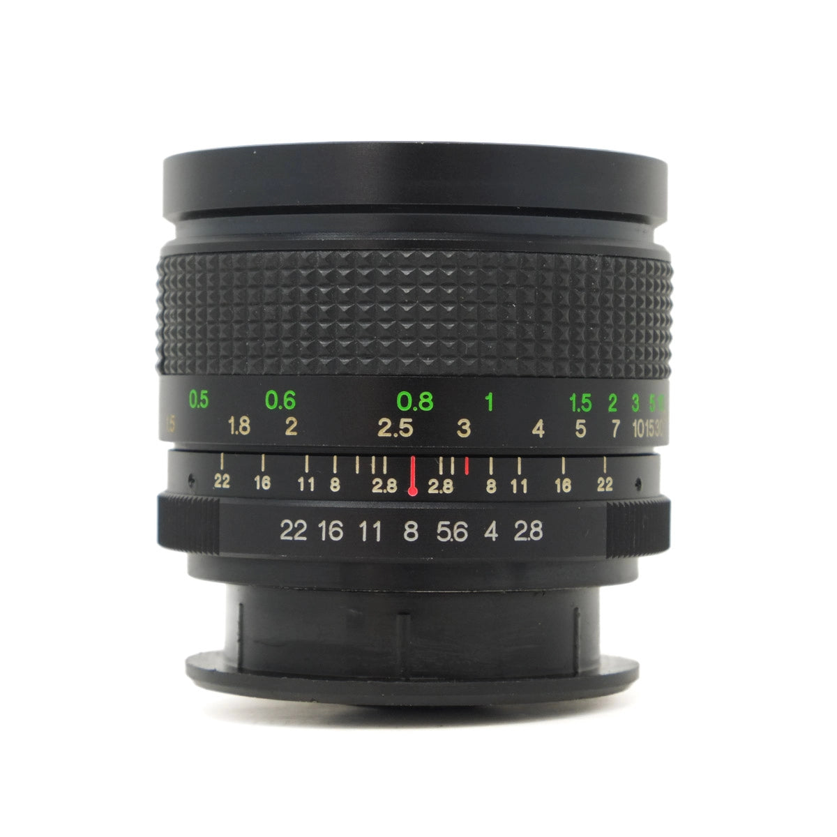 Used Cosina 28mm F2.8 wide angle lens in M42 screw fit RARE - front angle 