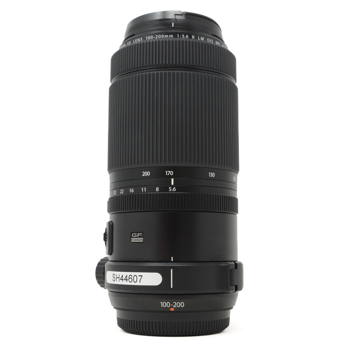 Camera lens with specifications on a white background