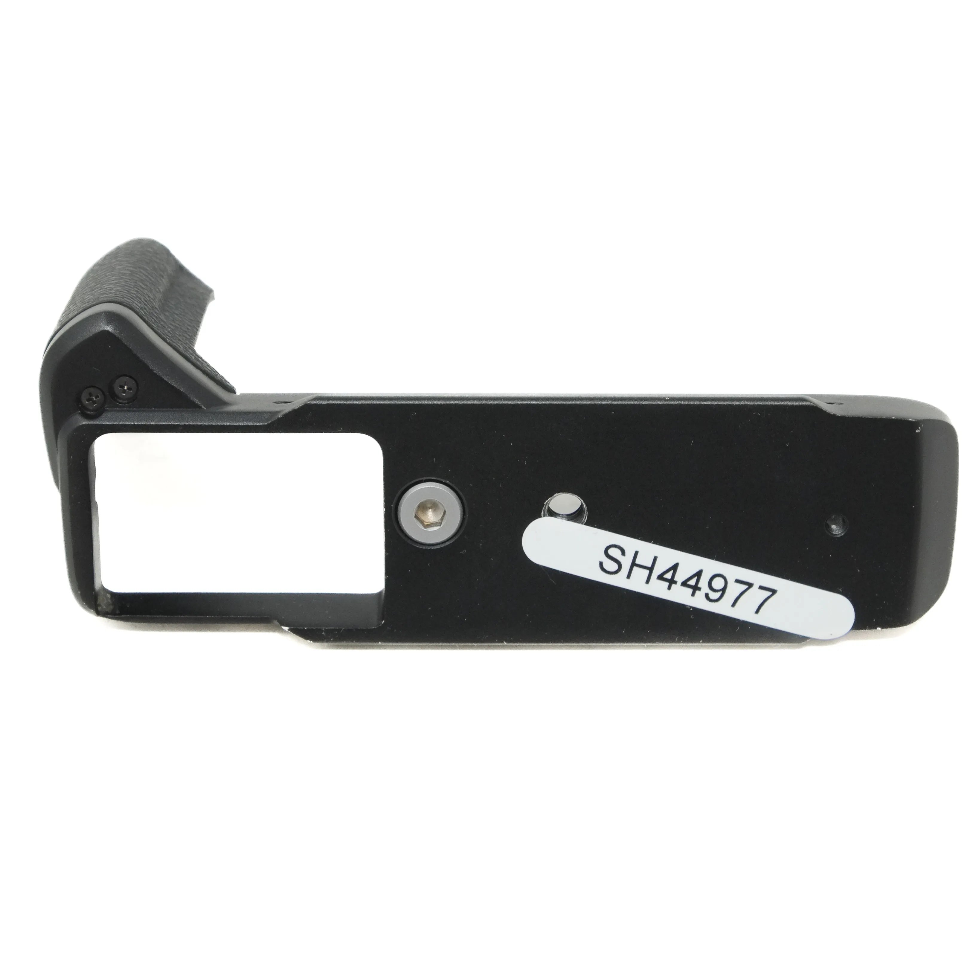 Black metal bracket with a label on a white background