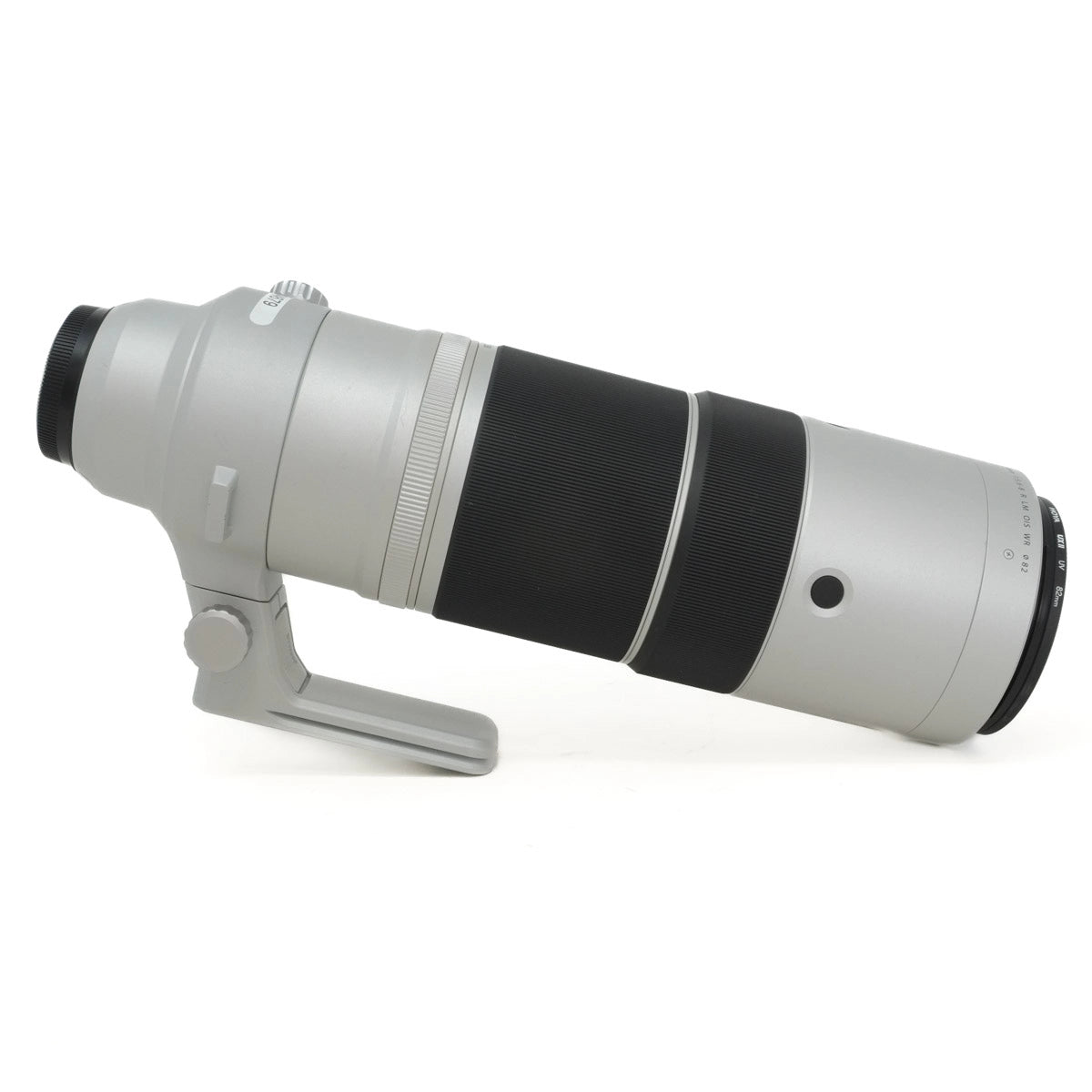 Camera lens with a black and gray design on a white background