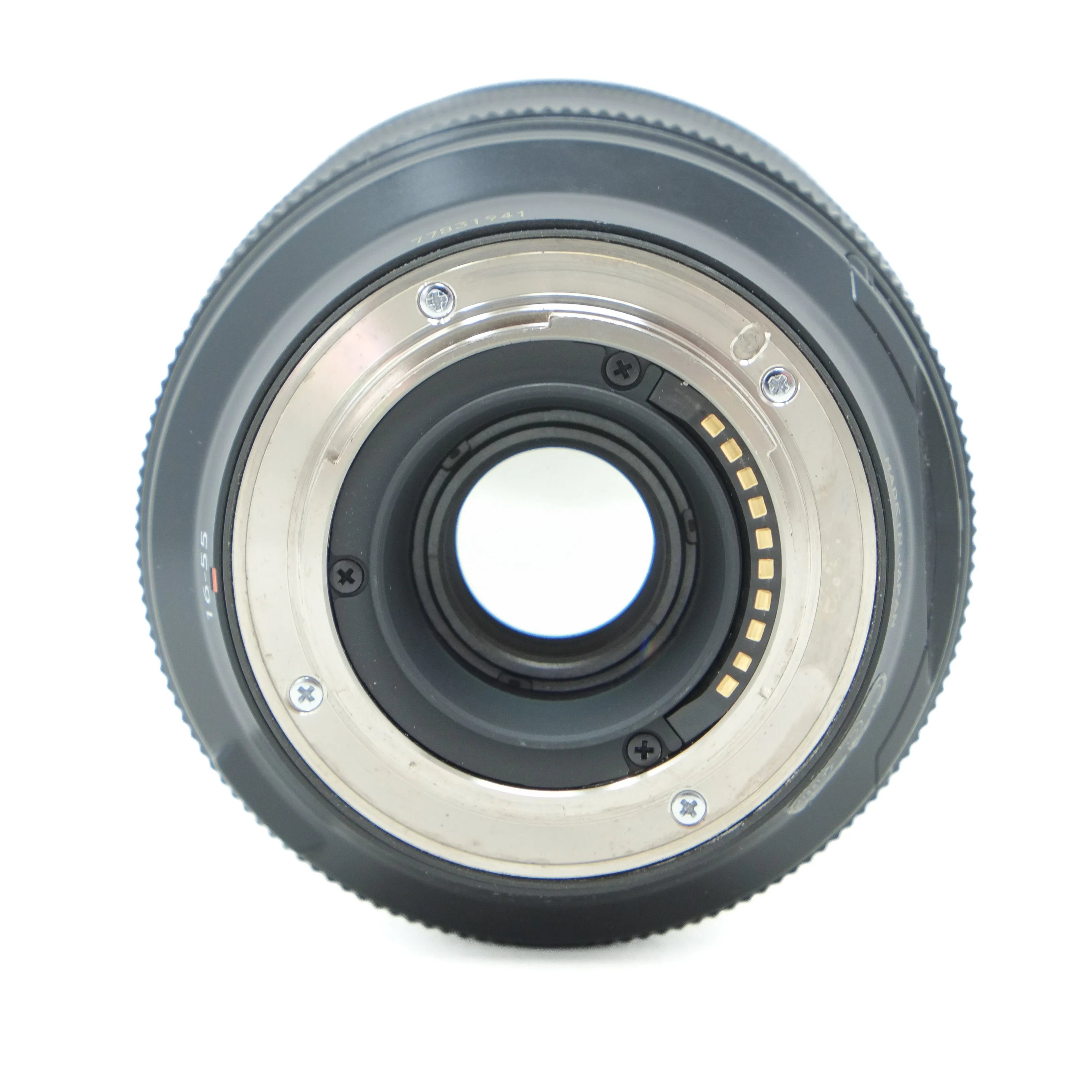 Close-up of a camera lens on a white background