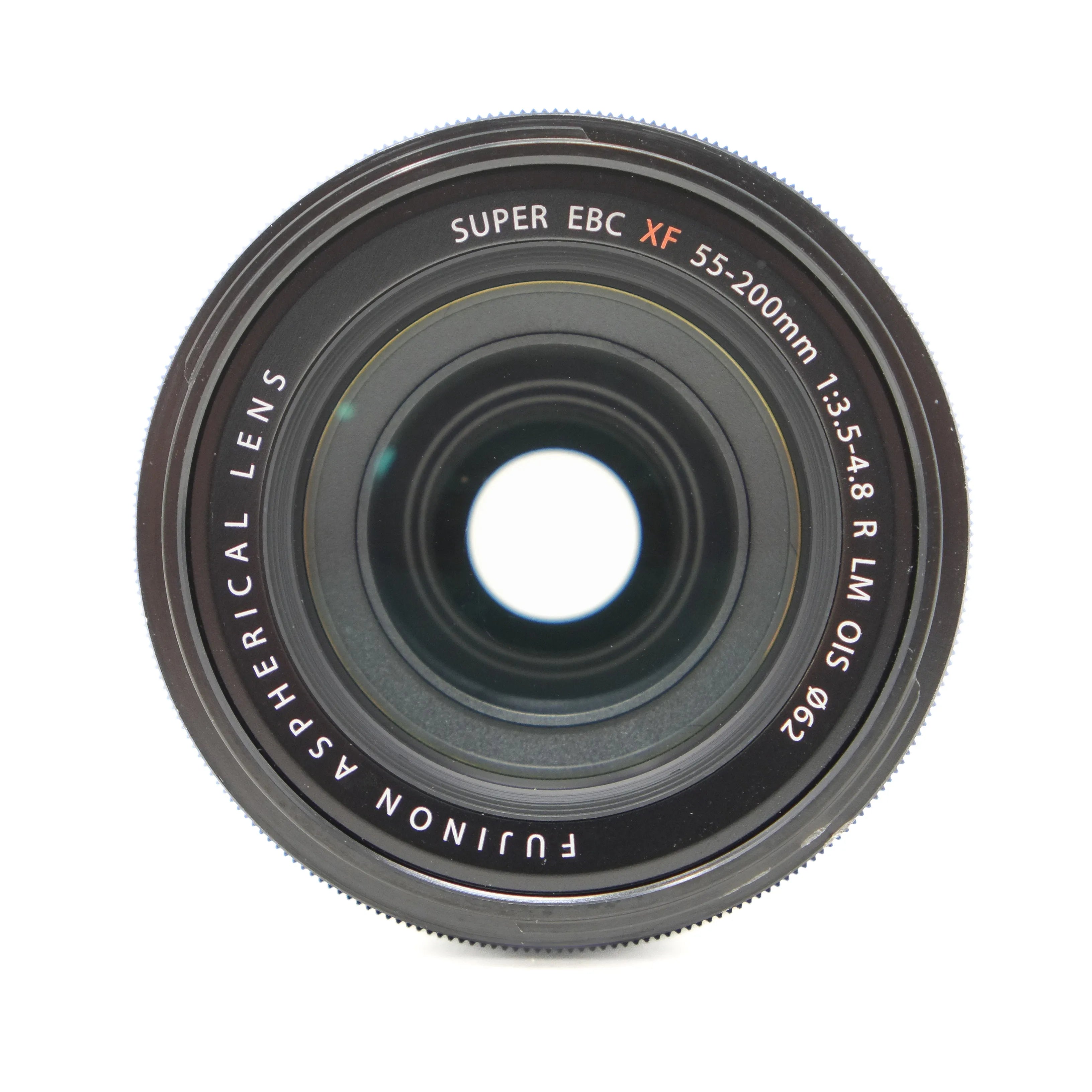 Camera lens with technical specifications on a white background