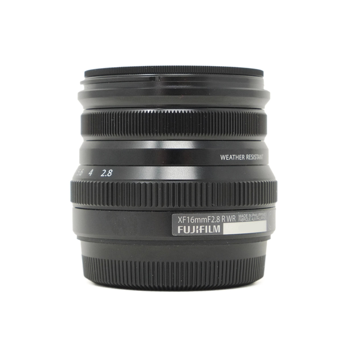 Fujifilm camera lens on a white background