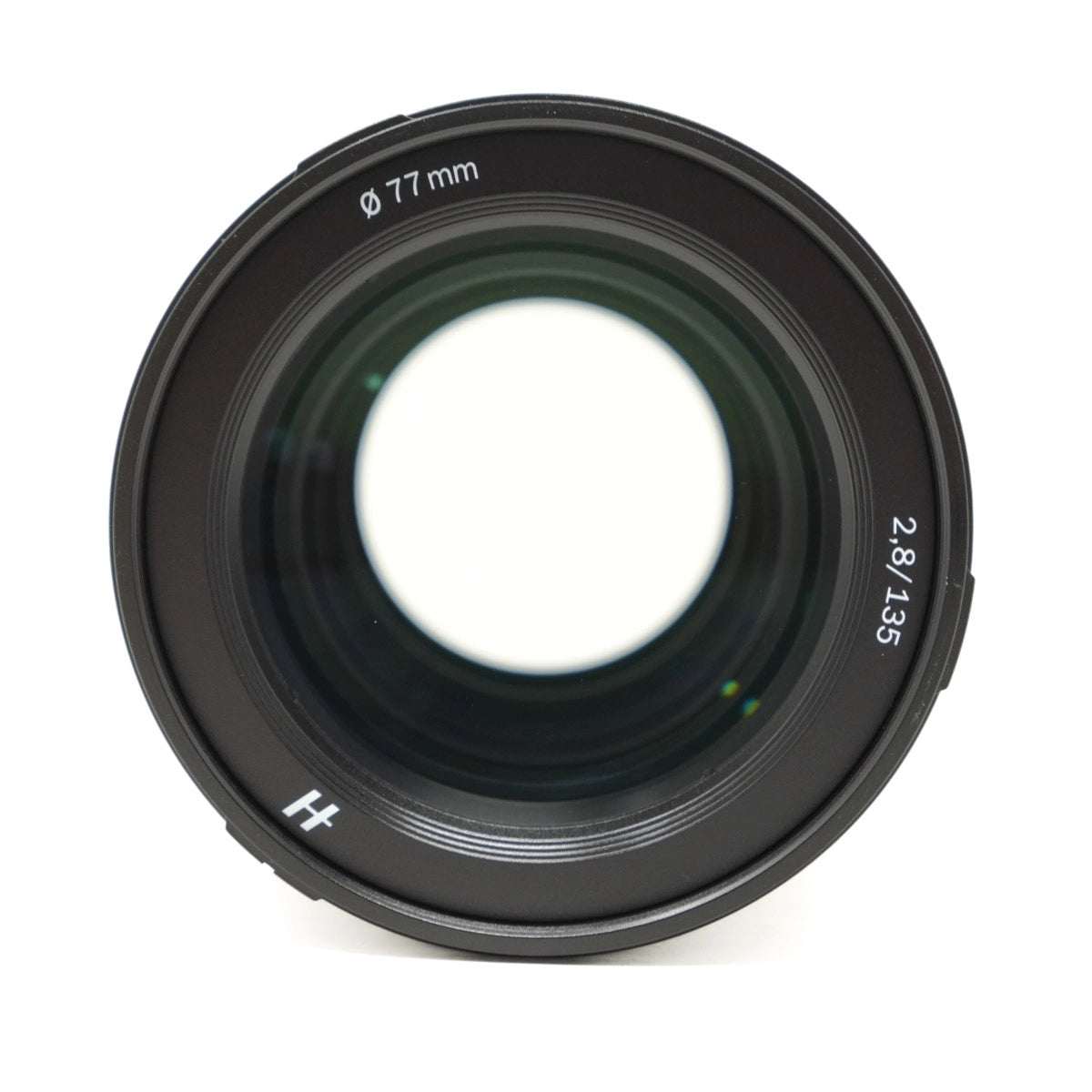 Camera lens with specifications on a white background