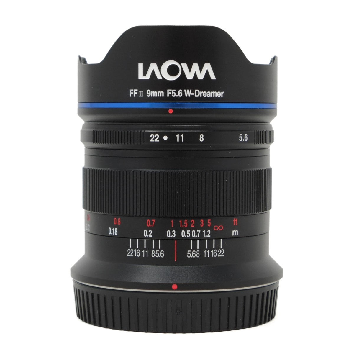 Laowa camera lens on a white background