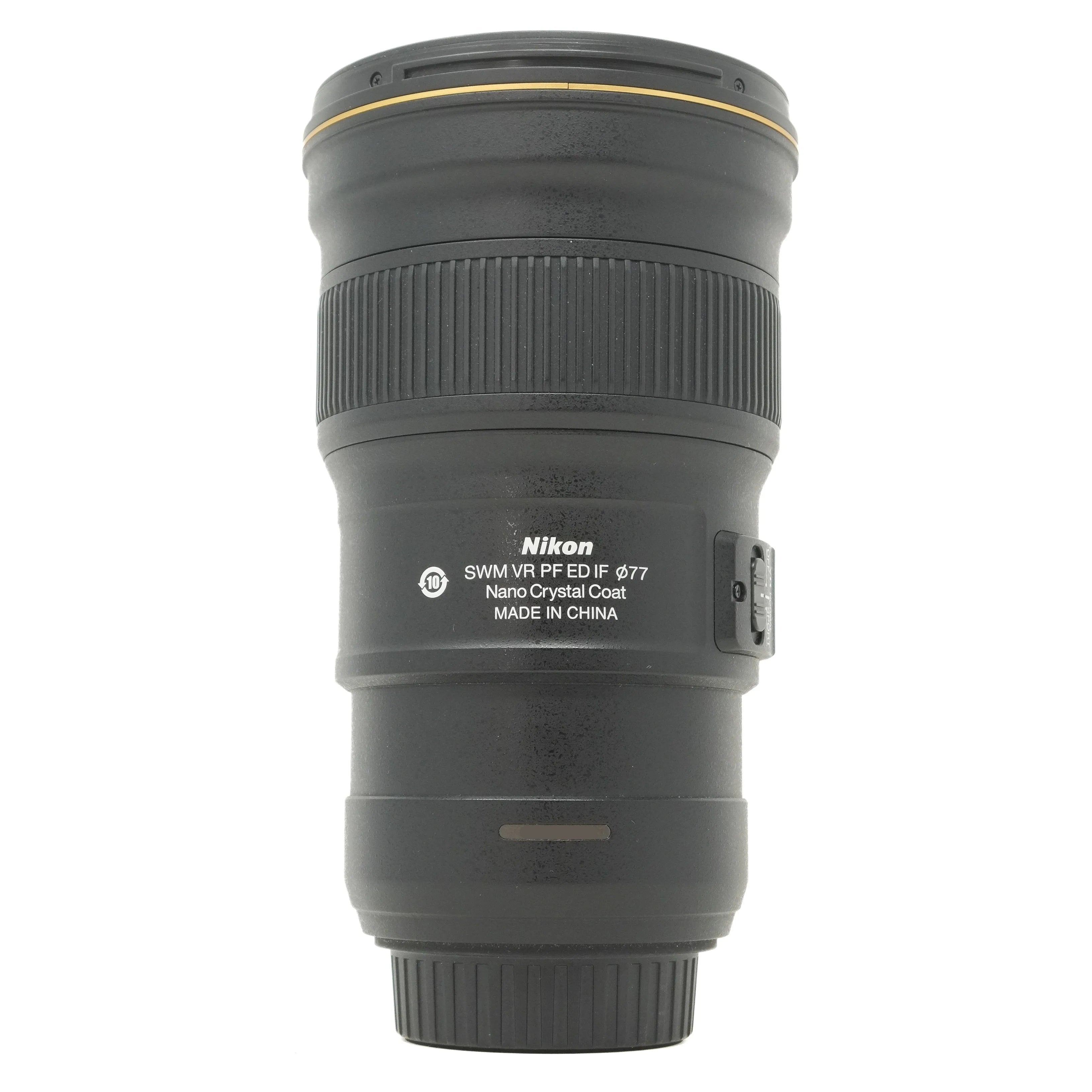 Nikon camera lens on a white background