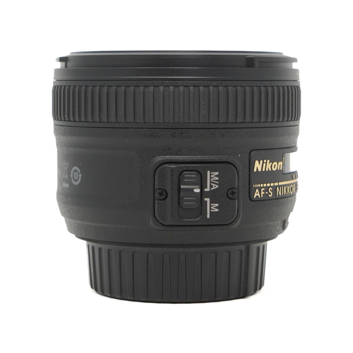 Nikon camera lens on a white background