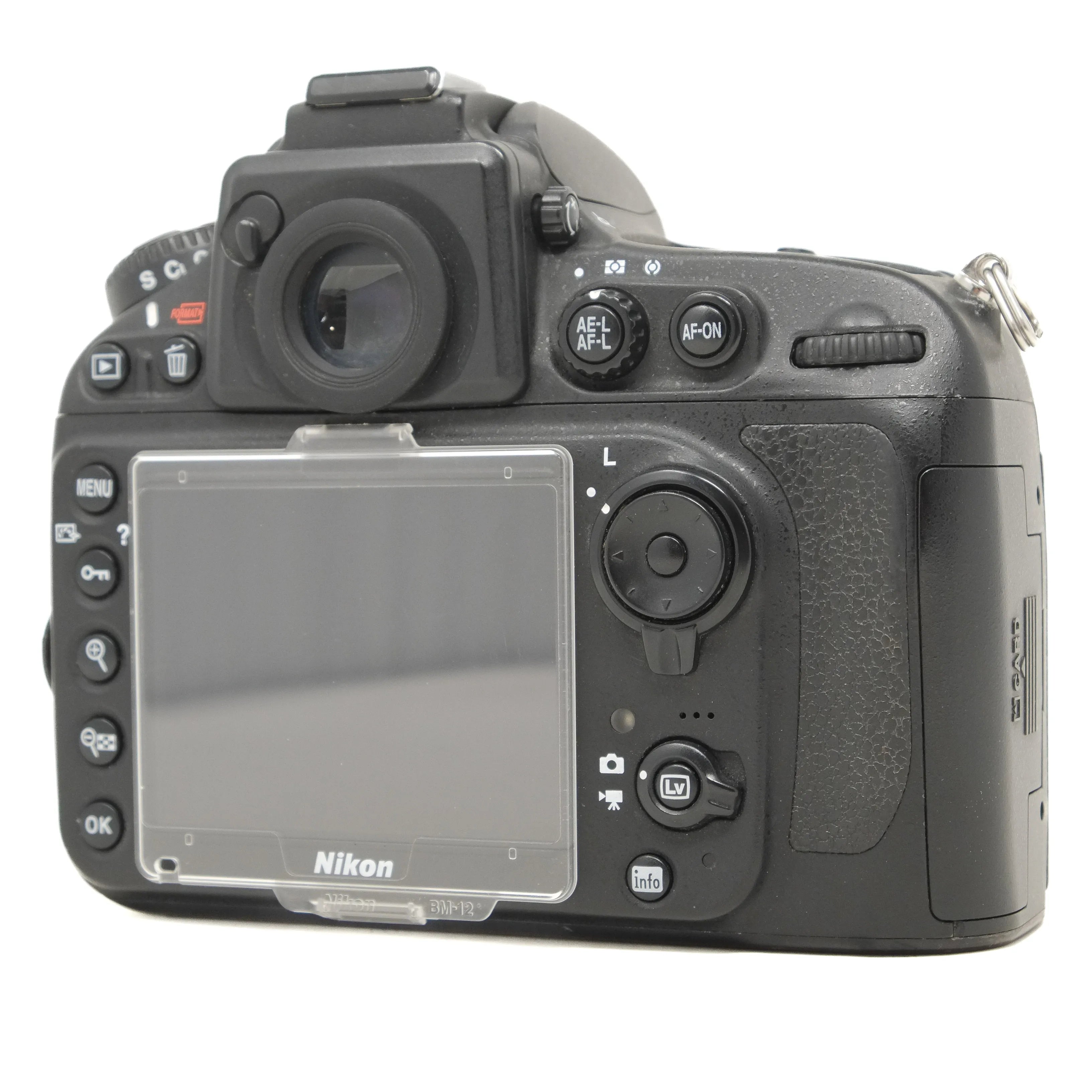 Nikon camera back on a white background