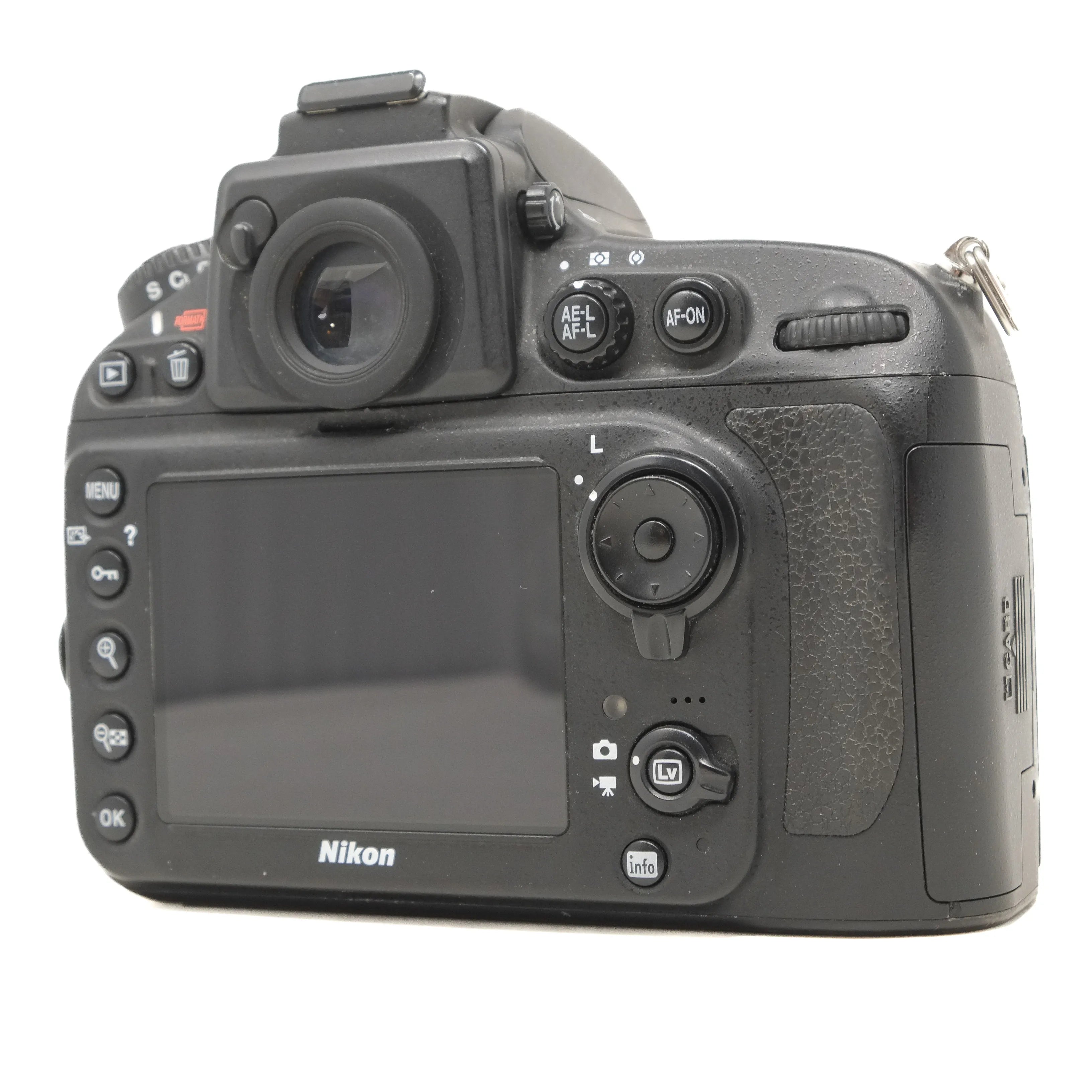 Nikon camera back on a white background